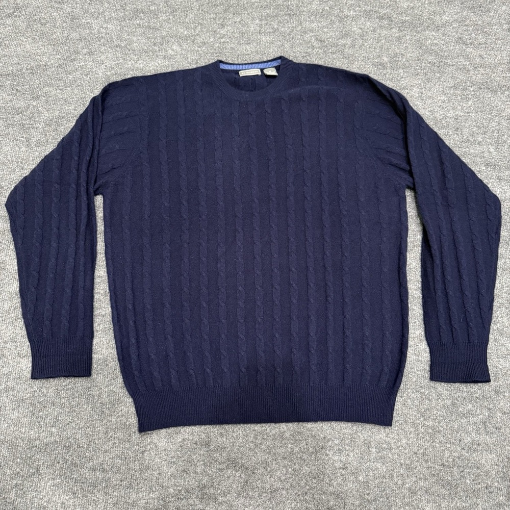 CH Classics Sweater Mens Medium Blue Excellent 100% Cashmere Cable Knit Pullover